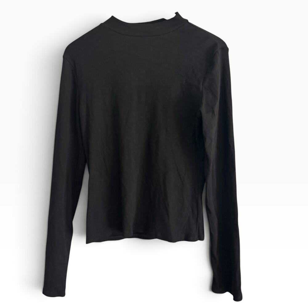 NWT Natural Life Black Mock Neck Ribbed Long Sleeve Top Size Large